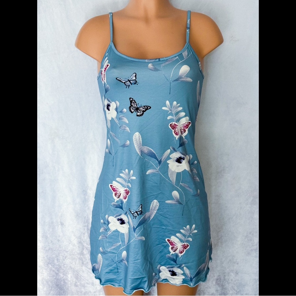 Blue, Butterfly & Floral, Night Slip - Picture 5 of 6